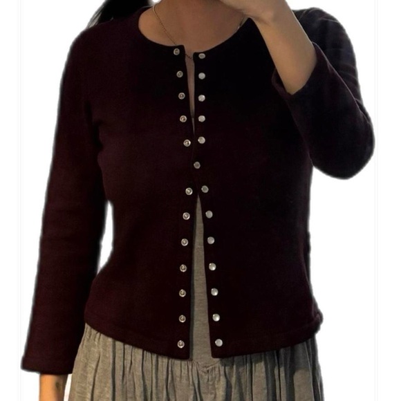 Agnes B. Burgundy Cardigan - Picture 4 of 9